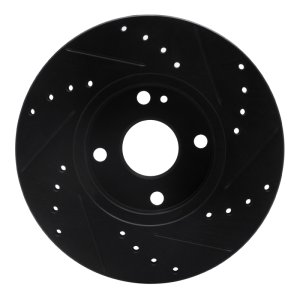 Ford Escort Brake Rotor (1) - Front Left - R1 Concepts - Drilled & Slotted - Black - `90-`03